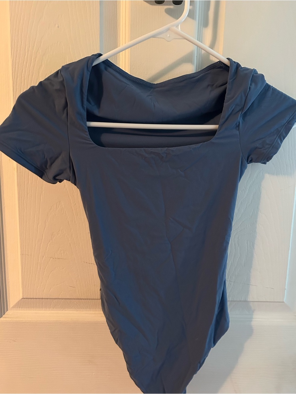 Auden Slate Blue Square Neck Short Sleeve Bodysuit